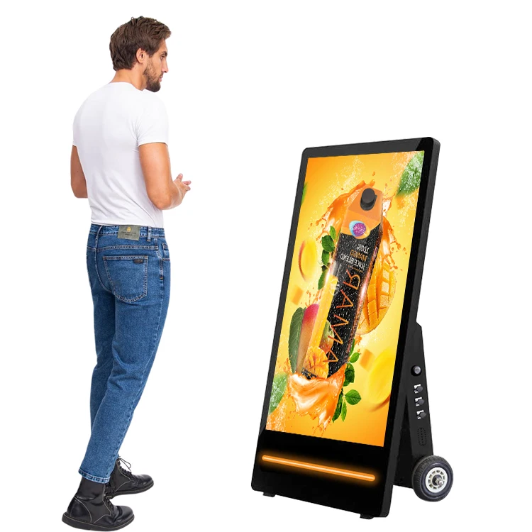 Portable Outdoor Digital Poster Display Outdoor Commercial LCD Display 43 Inch Outdoor Battery Digital Signage
