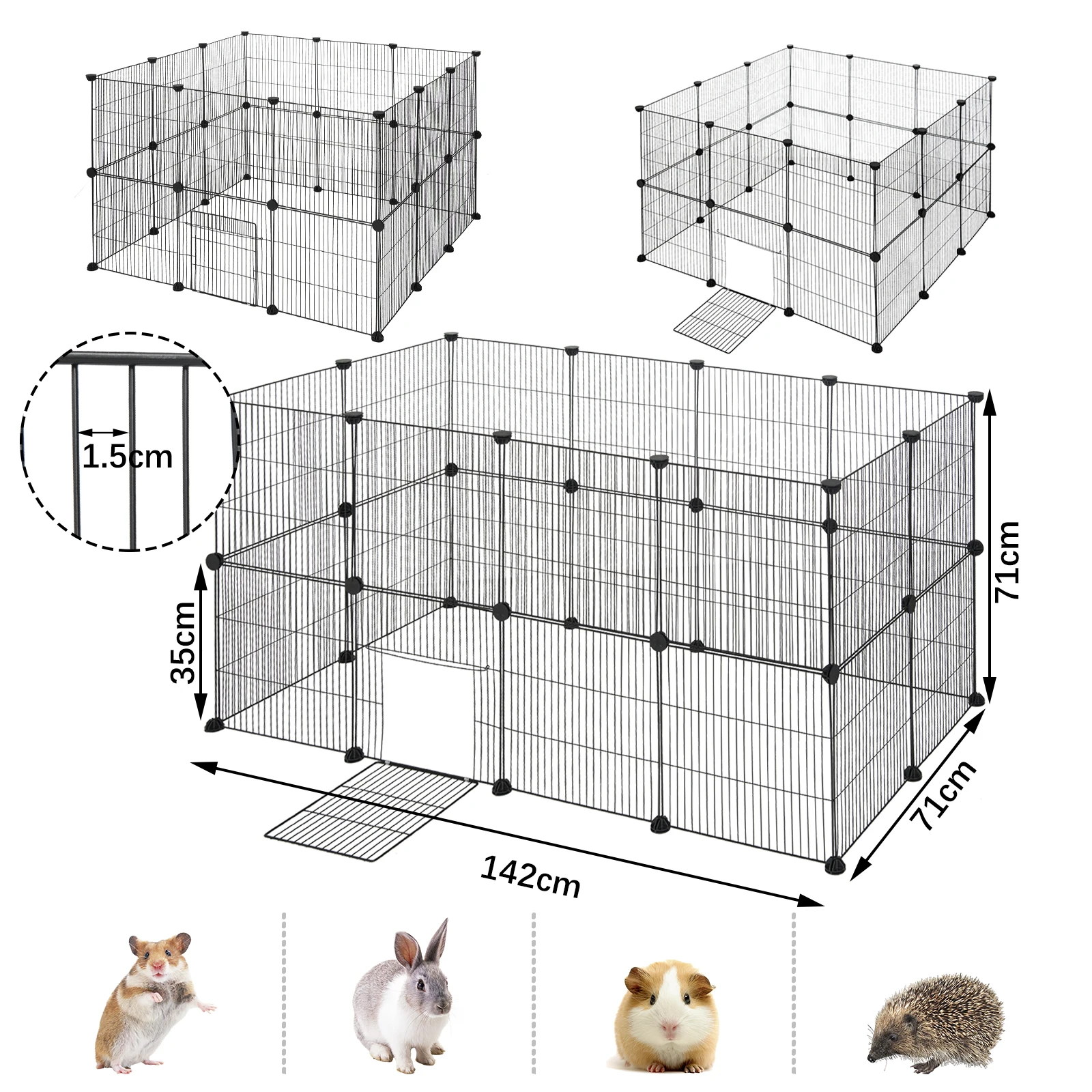 EUGAD DIY Haustierzaun, faltbarer Hundekäfig, Schlaf- und Spielhaus für Welpen, Kaninchen, Meerschweinchen, Hunde, Katzen, für Training und Freilauf im Freien – Detail 5