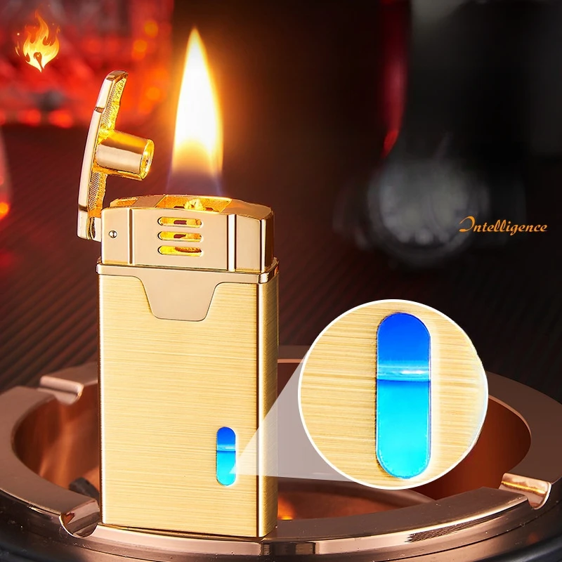 Creative Multiple Induction Arc Ignition Sound Controlled Kerosene Lighter Visual Gas Blue Light Window USB Electronic Lighters