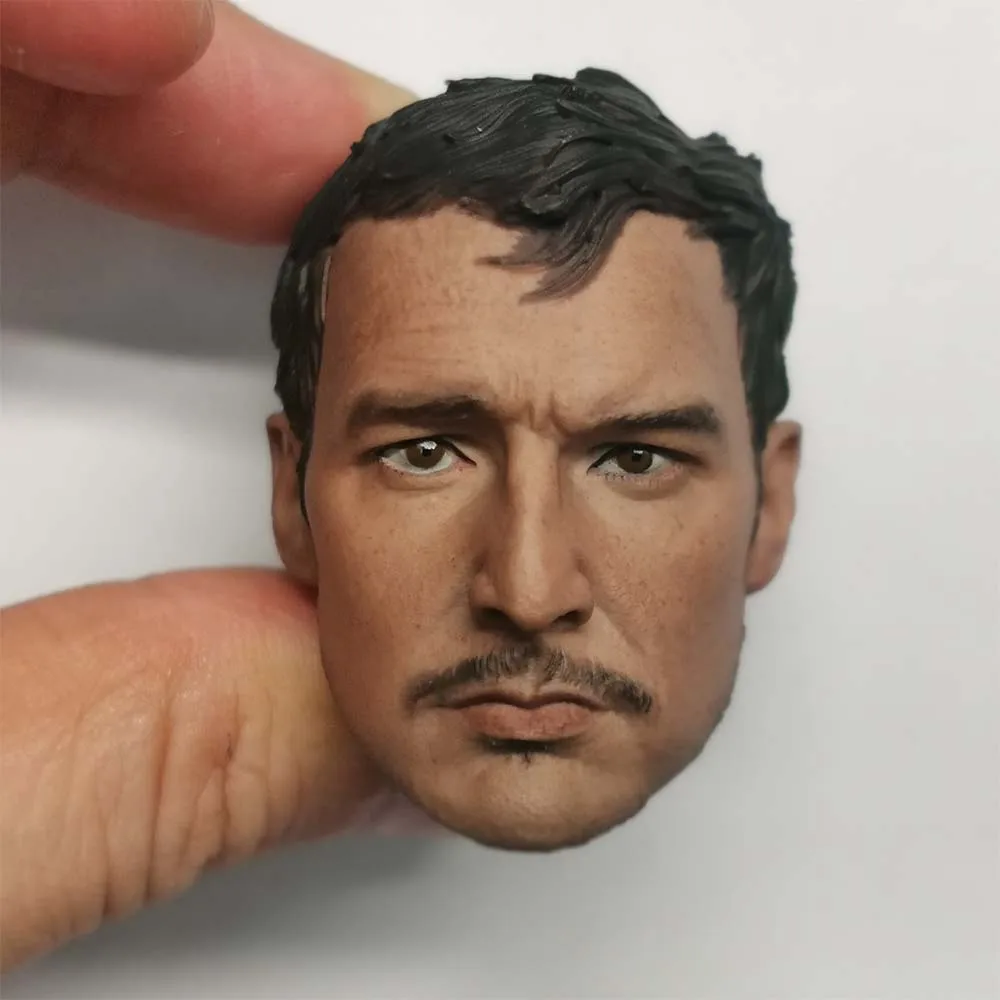 

1/6 Pedro Pascal Head Sculpt PVC Male Soldier Head Carving Fit 12'' Action Figure Body for The Mandalorian Hobby Collection