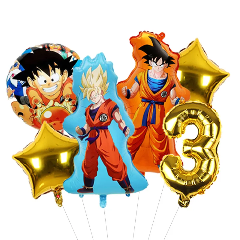 Dragon Ball Super Style Number Balloon Glitter Orange with Four Star Ball Print Foil Mylar for Boys Birthday Party view 4
