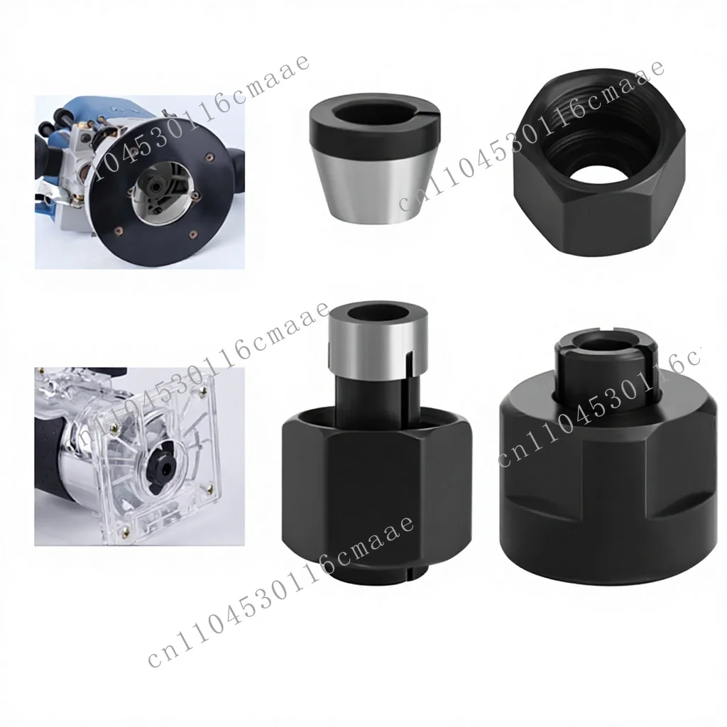 Integrated chuck nut sleeve conversion adapter sleeve for woodworking milling cutters, trimmers and milling machine parts