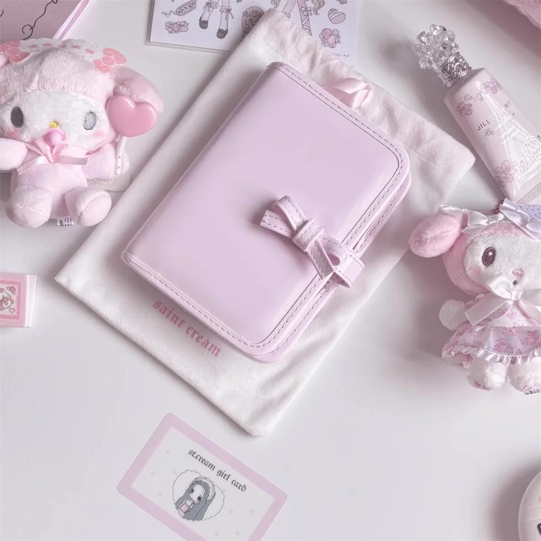 Glossy Pink Bow A7 Binder Notebook Korean PU Cute Journal Girl Student Diary Book M5 다이어리