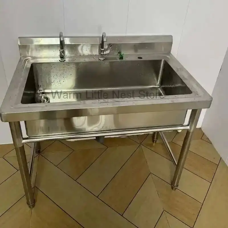 

Steel Stainless Sinks Kitchen for Commercial Restaurant Integrated Single Washing Sinks School Custom Wash Basin with Bracket GM