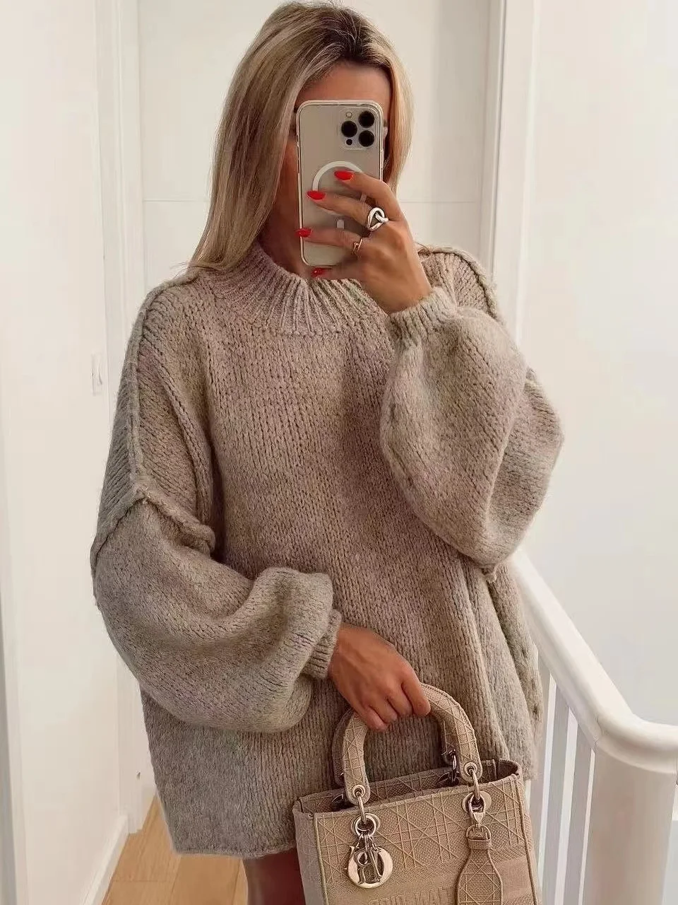 

2024 Autumn Winter Casual Cardigan Women Sweater Loose Single Breasted O-neck Fashion Sweaters Office Female Chic Top Coat