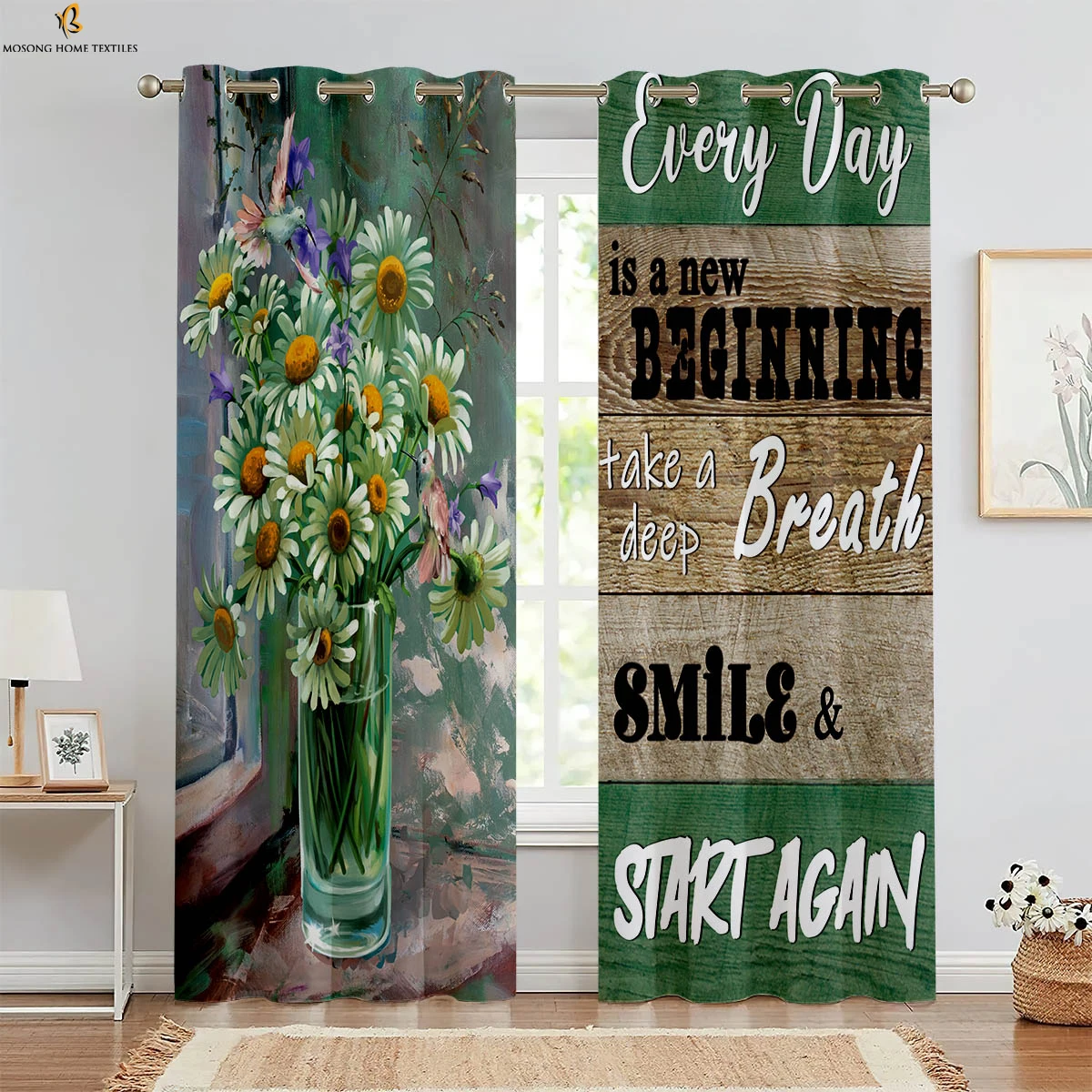 

American Retro Wooden Flower 3d Stereo Printing Curtains Pastoral Style Bedroom Living Room Kitchen Decorative Curtains 2 Pieces