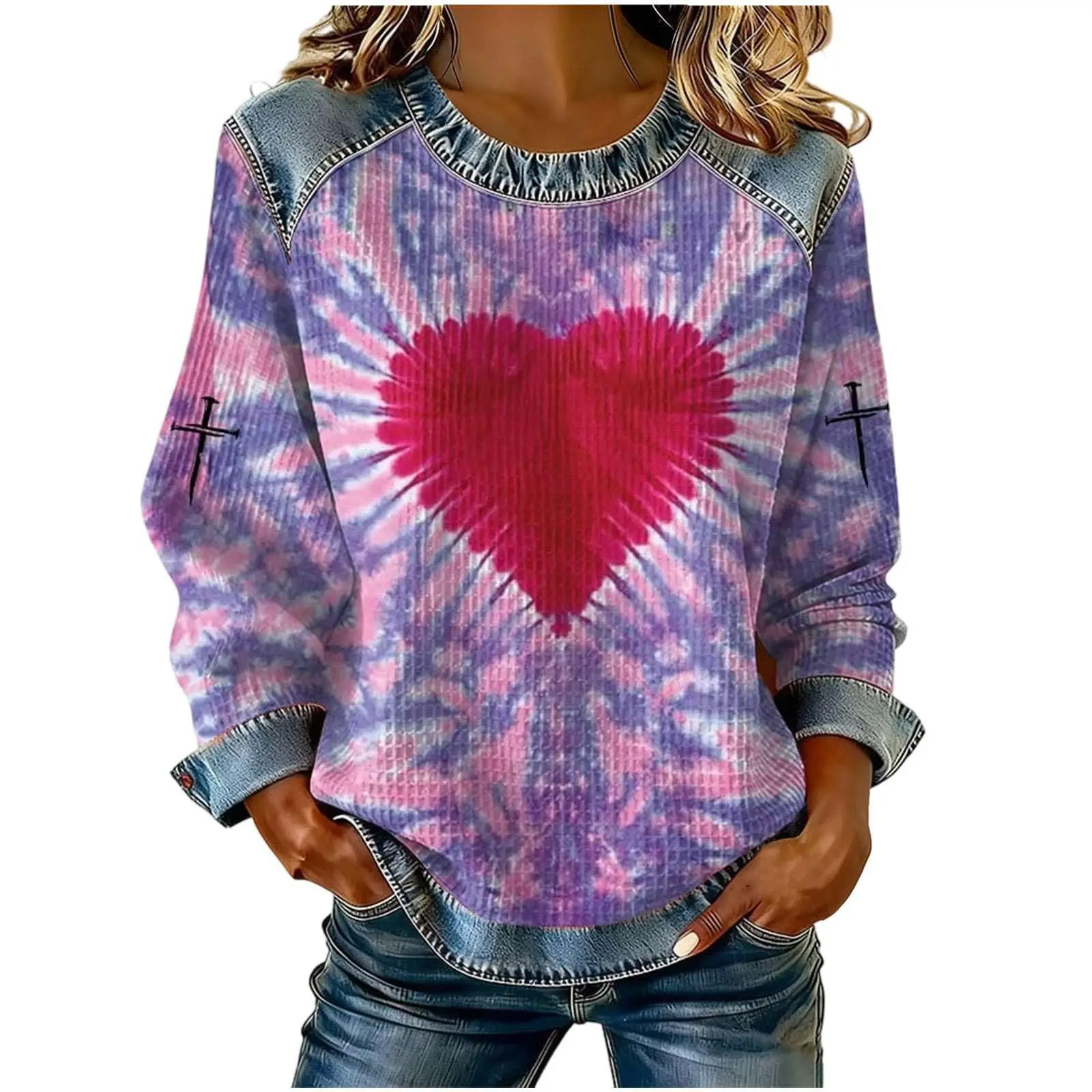 

Теплый флисовый свитшот с графическим принтом «Сердце на День святого Валентина», повседневный, уютный, мягкий, теплый, уличный стиль, женский свитер