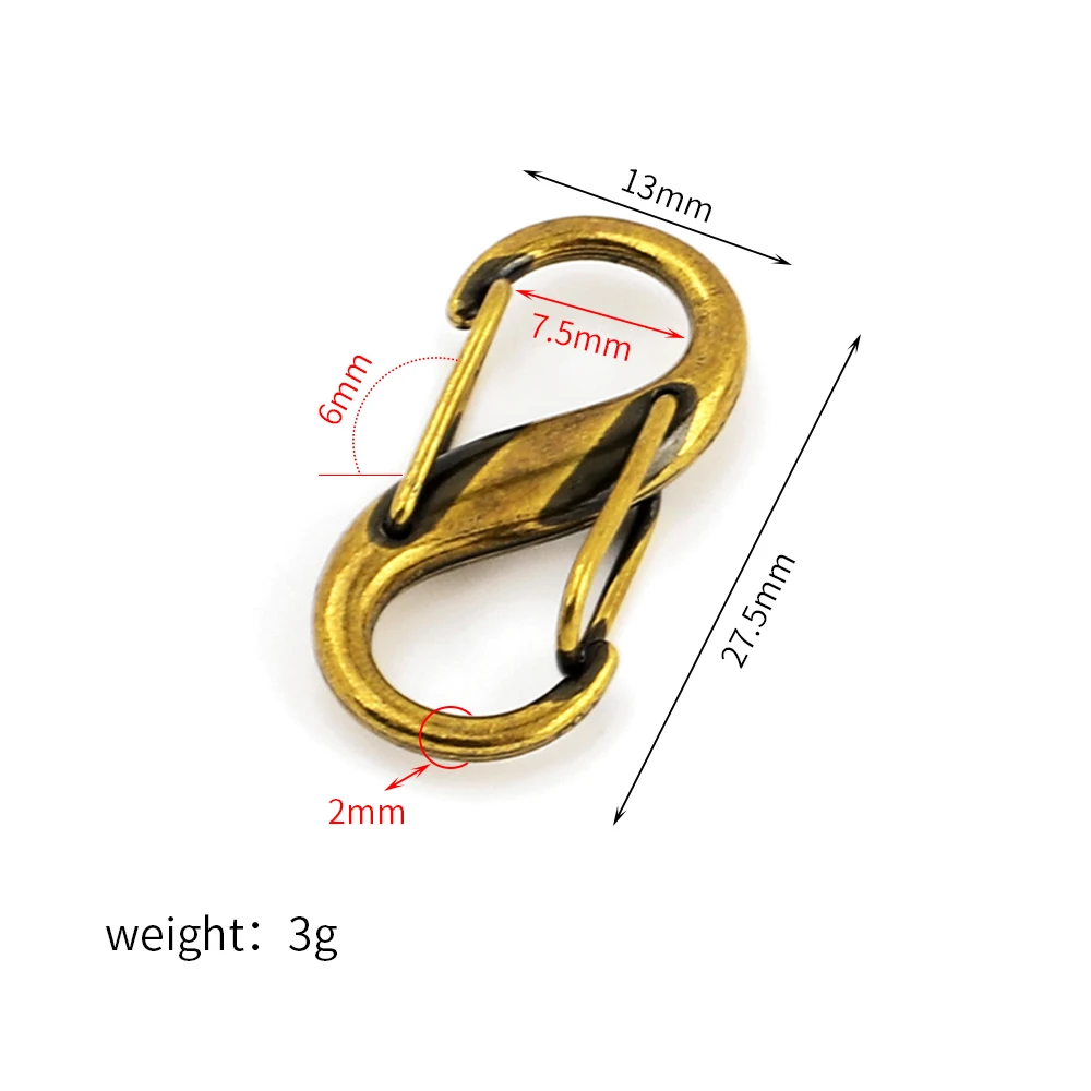 10Pcs Solid Color S Type Spring Metal Buckle Multiple color options Quick Key Luggage Chain Adjustment Buckle Metal