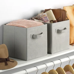 Non Woven Fabric Bin Fabric Cloth Storage Box for Book Clothes Toys Storage Foldable Closet Drawer Storage Organizer Bins Basket