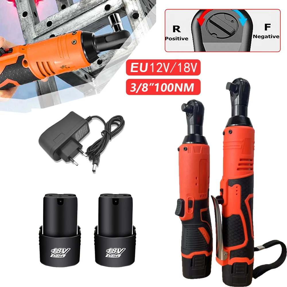 12V/18V Electric Impact Wrench Cordless Rechargeable Wrench 3/8 Inch Right Angle Ratchet Drill Removal Screw Nut Car Repair Tool