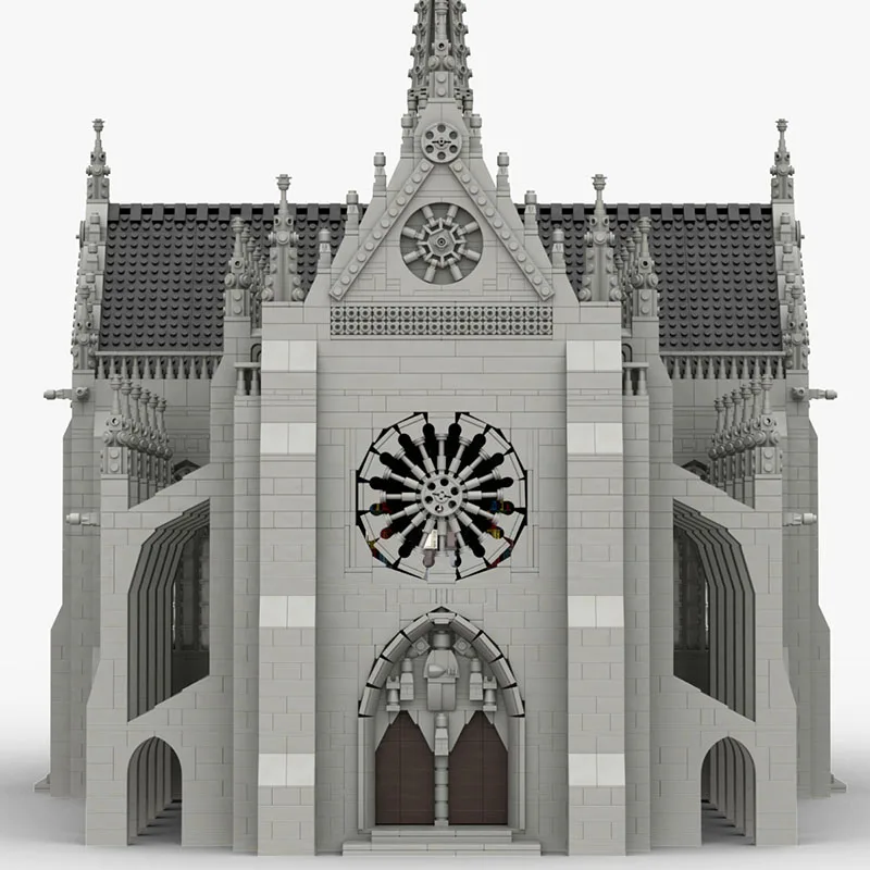 MOC City Cathedral Of Saint Remigius Model Building Block Set Street View Castle Temple Collection Toy Gifts