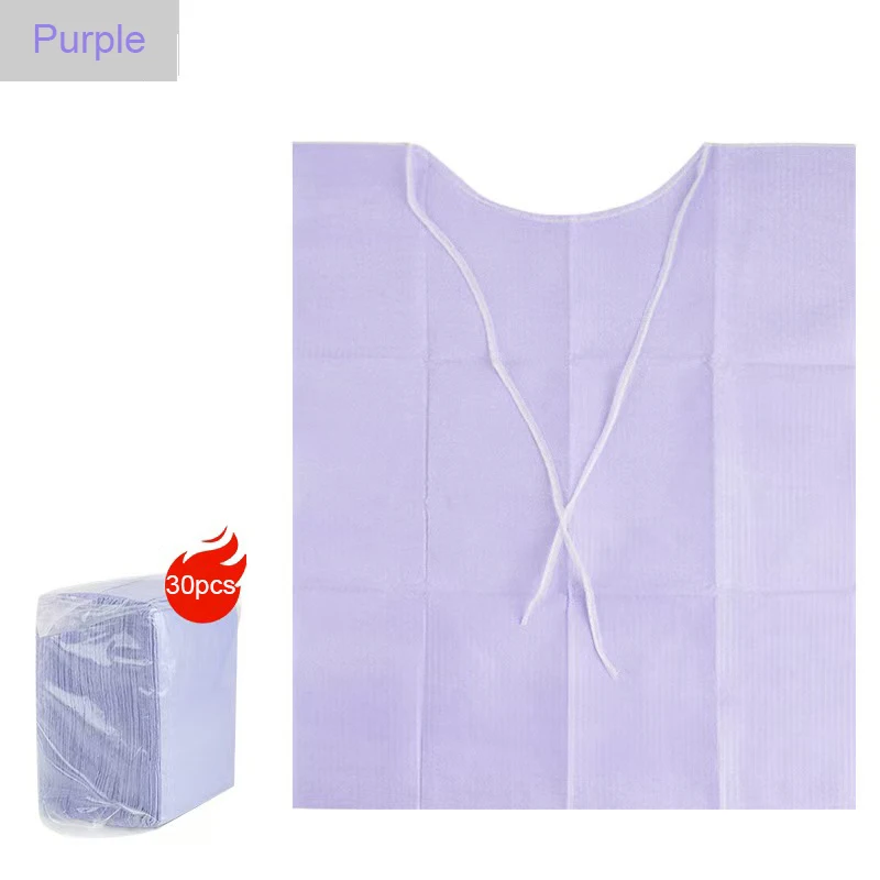 

30pcs Waterproof Dental Bibs Colorful Disposable Dental Bib PE Film Coated Paper 3ply Medical Clinic Dental Bibs
