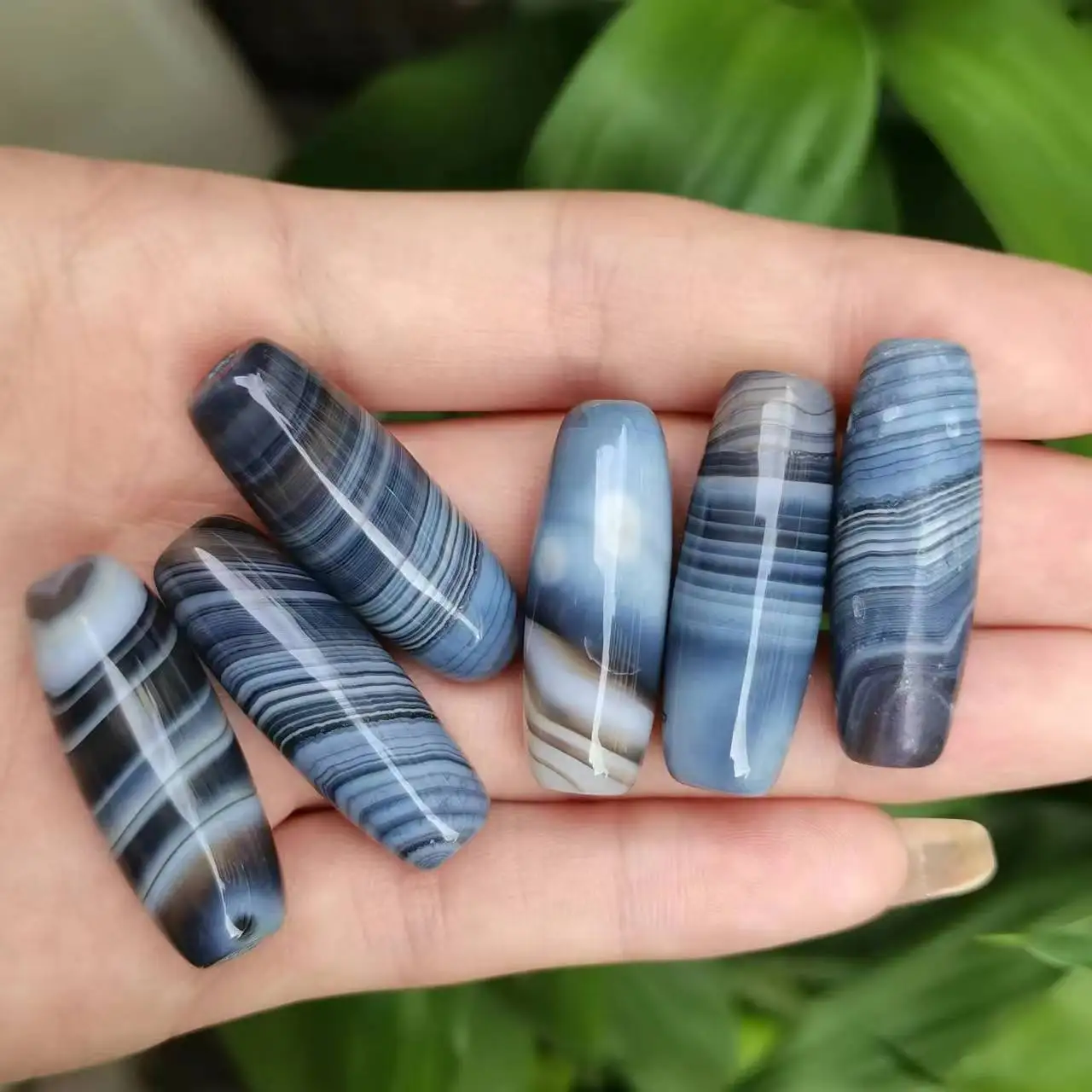 74pcs/lot Natural Mysterious Blue Qin Rare Silk Striped Agate Beads Bulk Wholesale Bracelet necklace gem jewelry folk-custom diy