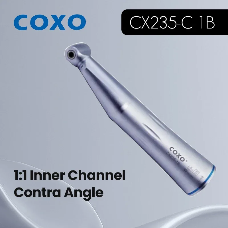 

COXO CX235-C 1B Inner Channel Low-Speed Contra Angle Handpiece - 1:1 Reduction Gear for Electric Micromotor Driven Dental Tools