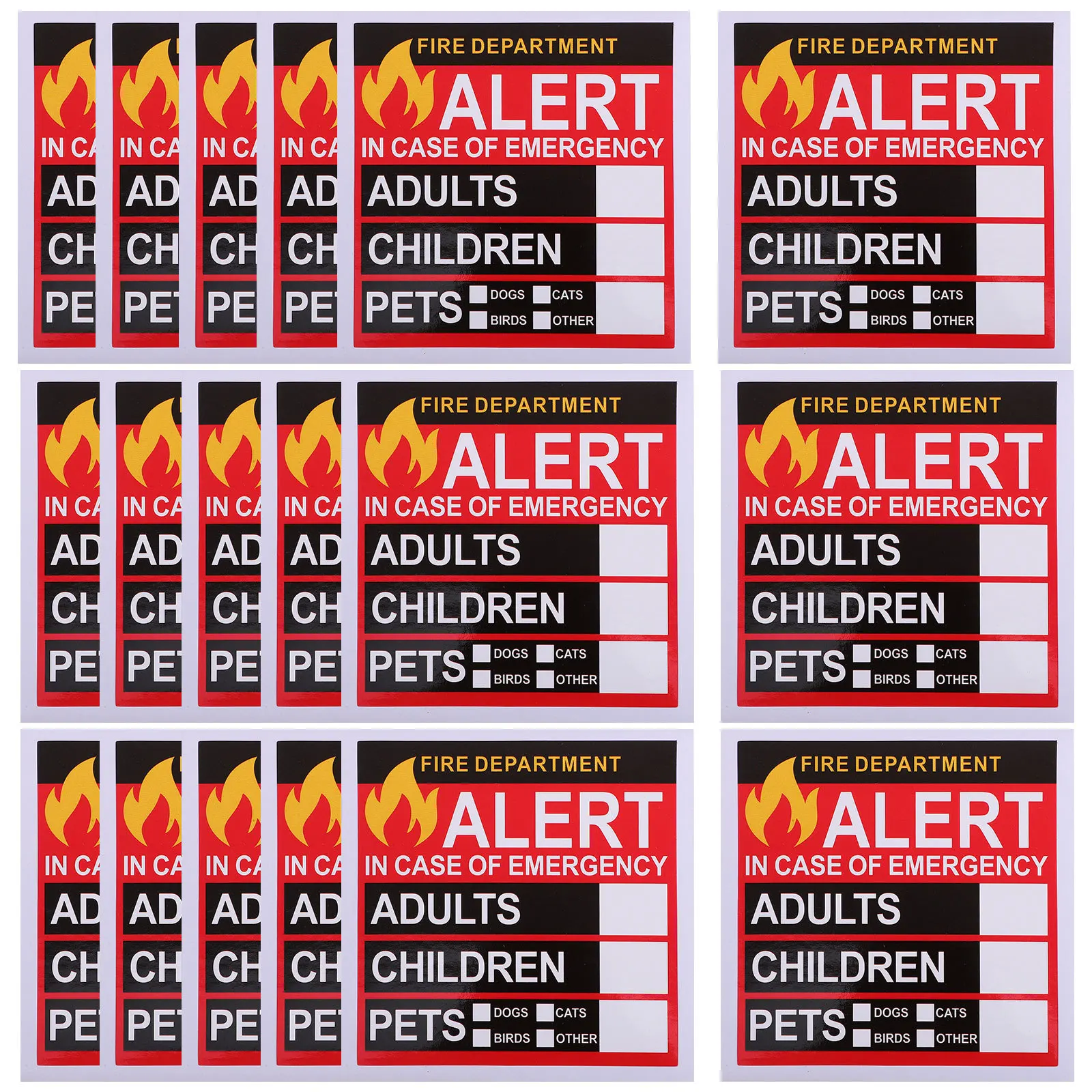 20 Sheets Emergency Alert People Finder Stickers Decal Safety Sticker Window Door Emergency Fire
