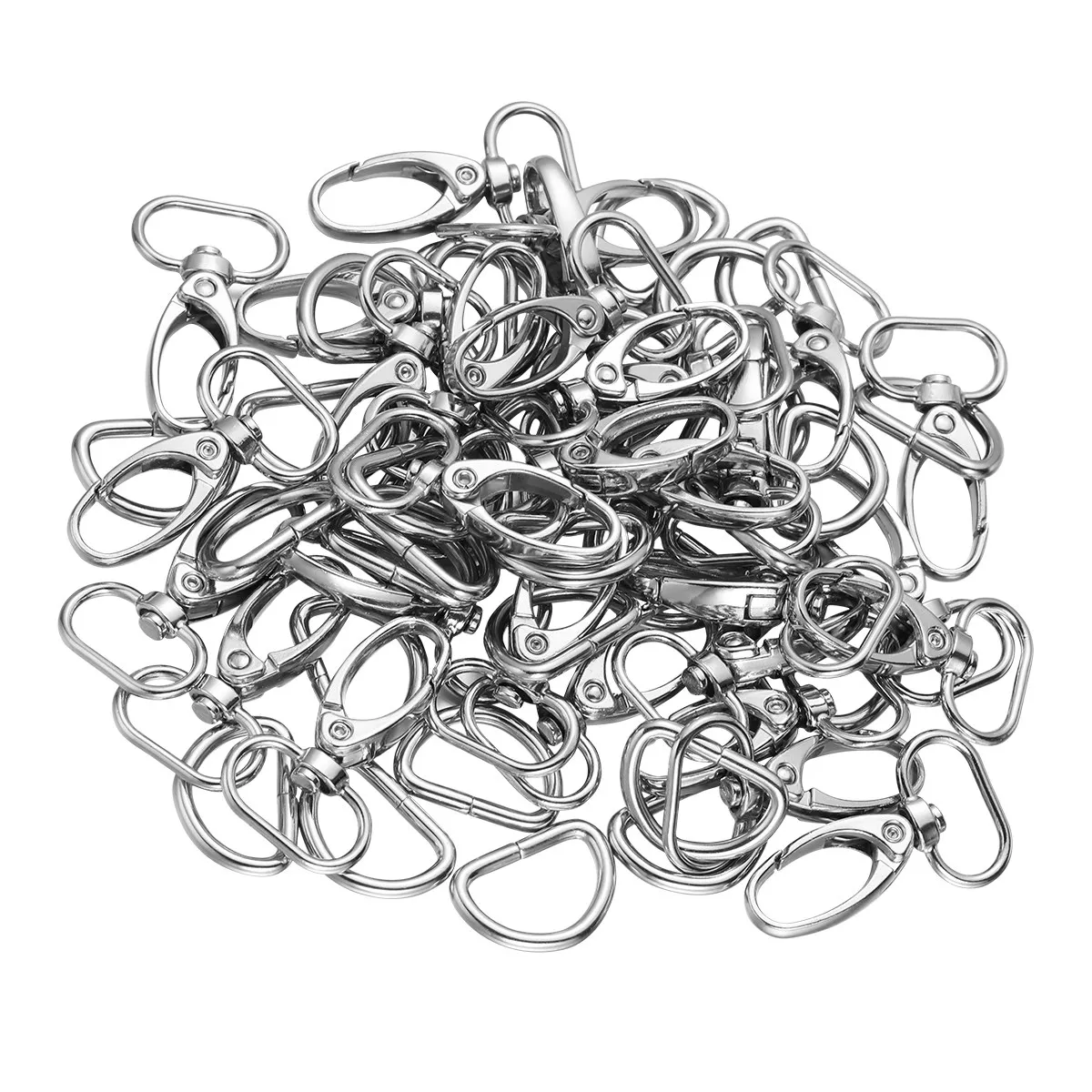 30Pcs Metal Buckle Swivel Snap Hooks D Ring 360 Degree Rotation for Key Chains Dog Leashes Crafts Beading DIY Projects