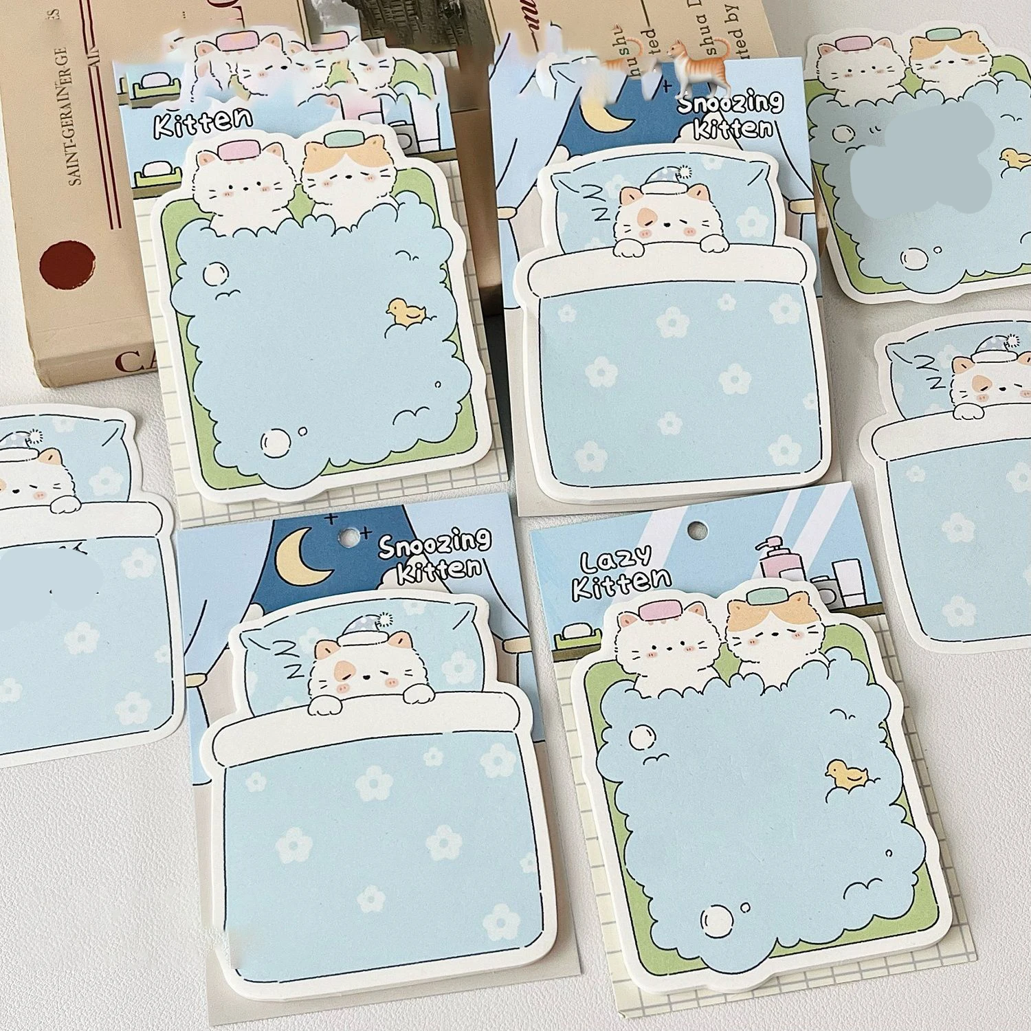 Minimalist Design Classic Color Scheme  Adorable Cat-Themed Multi-Function Memo Pad  Notepad for Students  Back-to-School Season