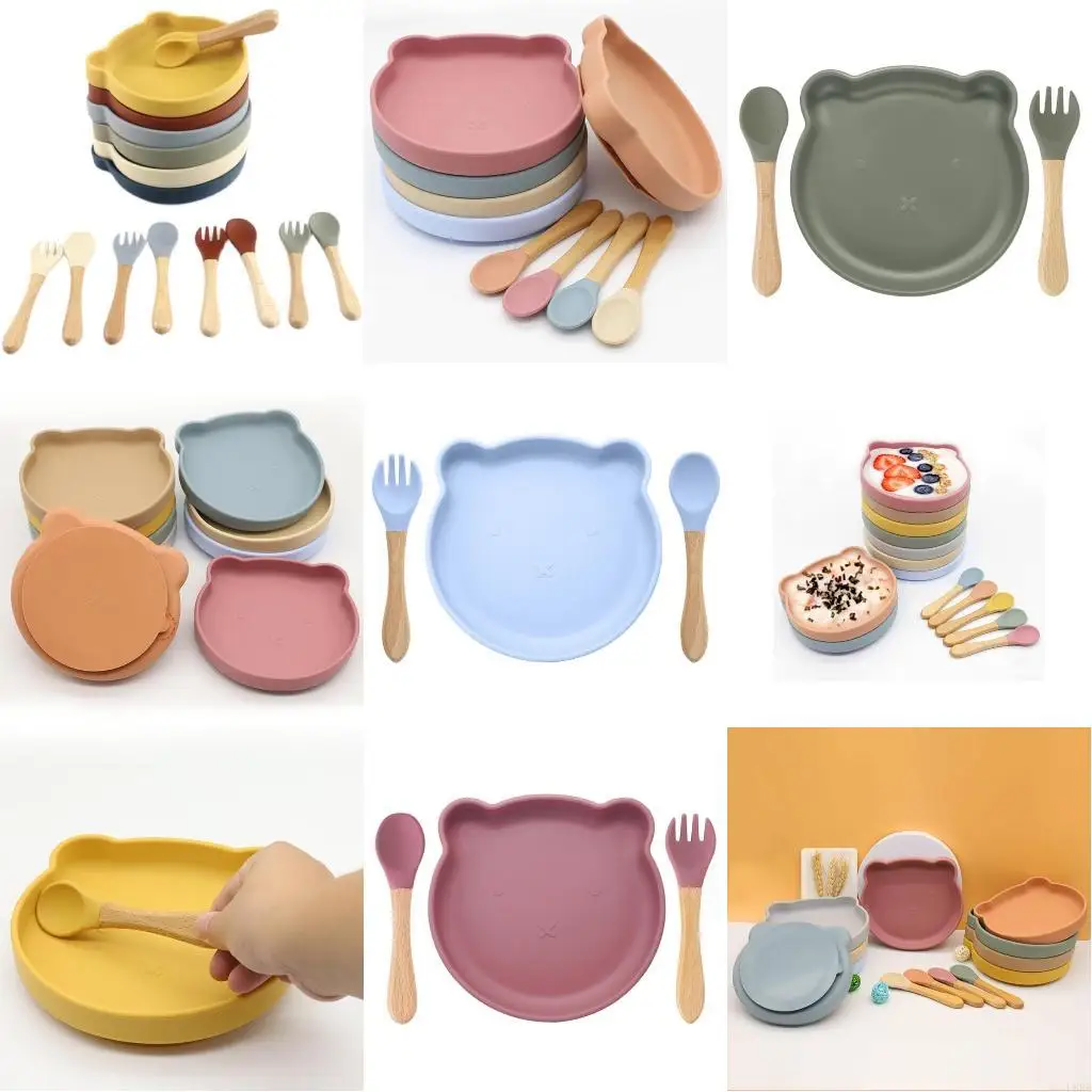 

Портативный набор тарелок для детского питания, выдерживающий высокие и низкие температуры, мультяшная детская тарелка L8RB