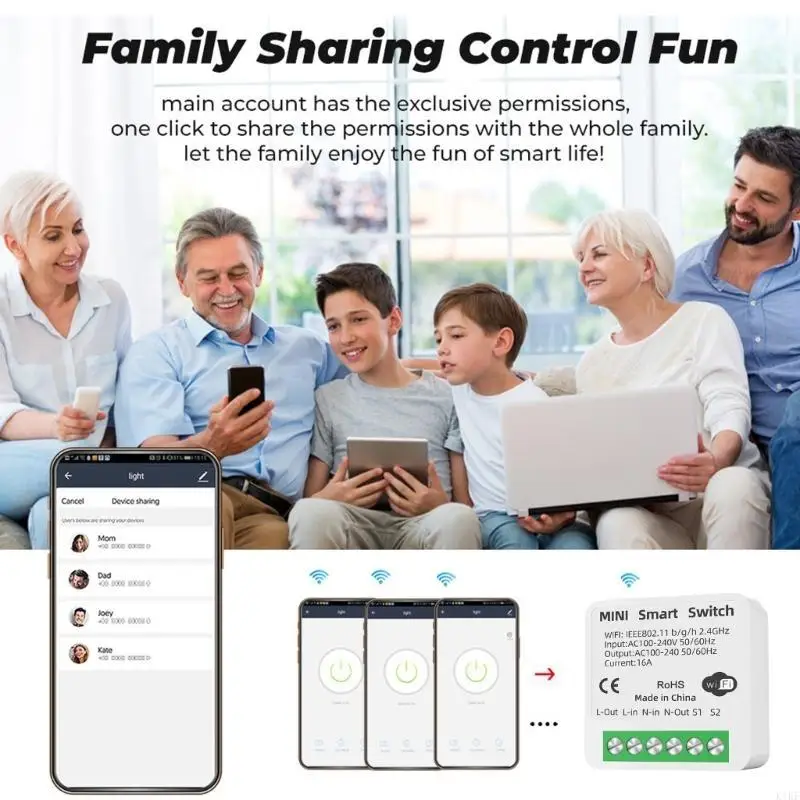 

16A 2 Way Control Switches WiFi Switches Breaker Voice and APP Remote Control with Timer & Countdown Function K1KF