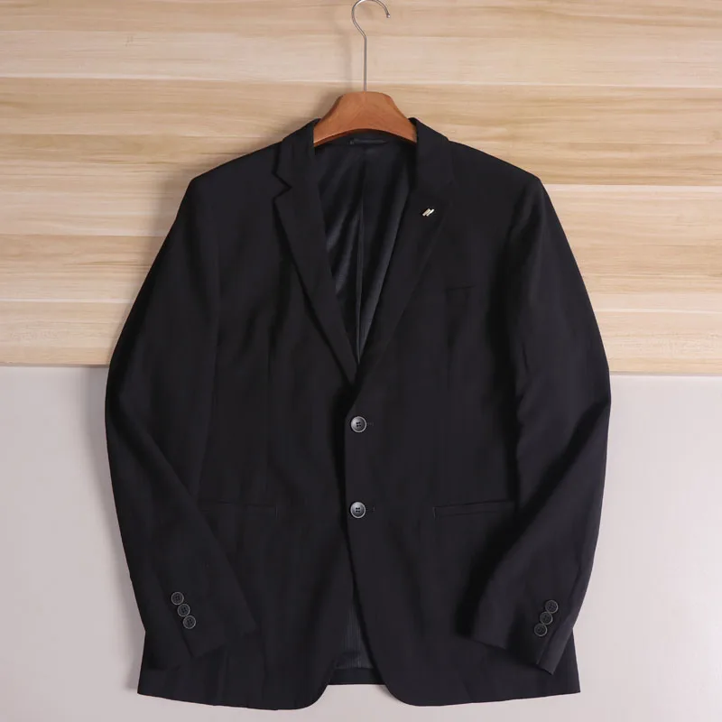 

Spring New Men's Knitted Fabric Elastic Casual Suit Jaet High End Comfortable Fit Single Button Closure Anti Wrinkle Commut...