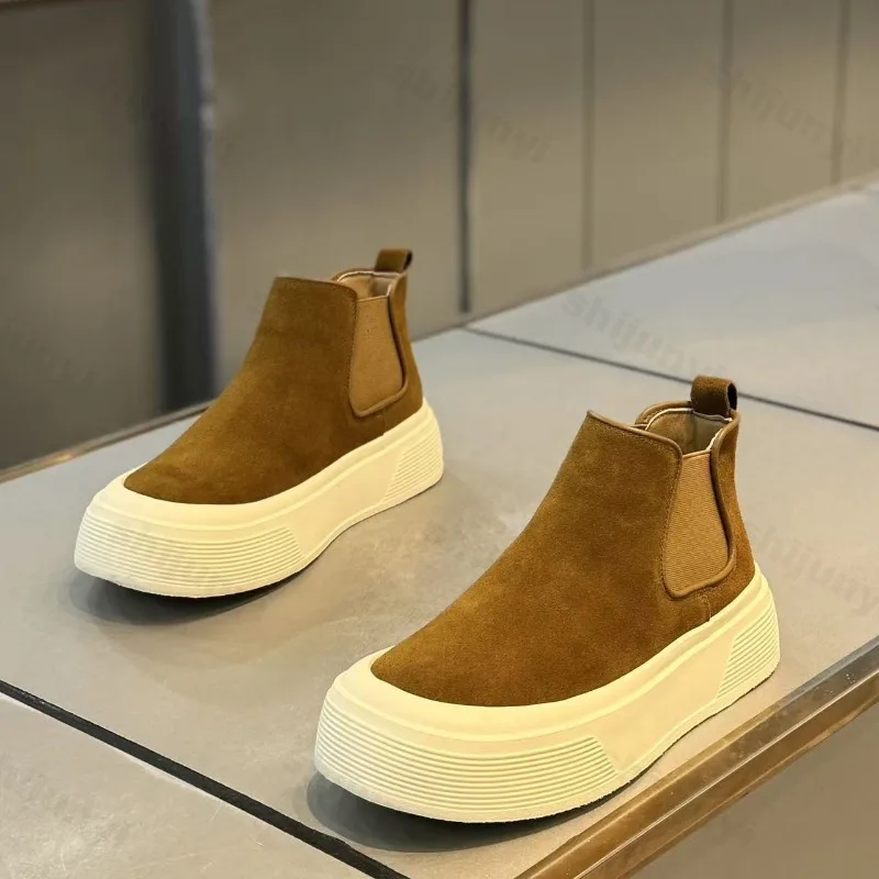

Men Boots Fashion Platform High Top Casual Shoes 2025 Winter Anti Slip Warm Plush Cotton Shoe Outdoor Chelsea Boots Botas Hombre