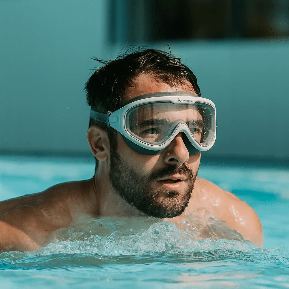

High-Definition Swimming Goggles Waterproof Large Frame Freediving Mask Fashion Design with Earplugs Diving Mask