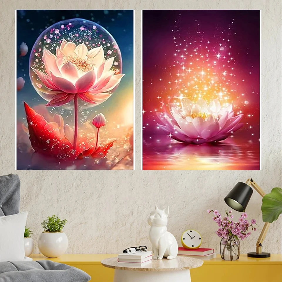 

5DDIY Diamond Painting Flower Full Round Square Diamond Embroidery Lotus Mosaic Picture Cross Embroidery Home Decoration