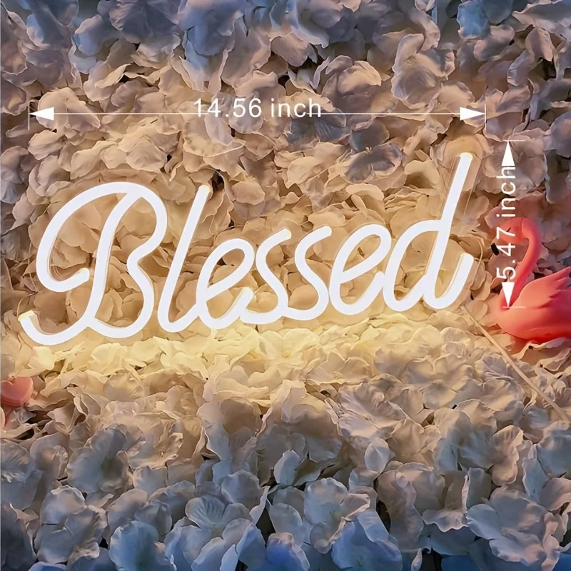 Imagem -03 - Blessed Neon Sign Luz Branca Quente Usb Powered Led Neon Light Wall Art Sinais para Sinais de Quarto