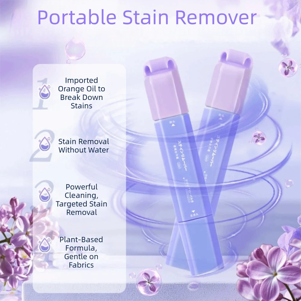 12ml Stain Remover Pen Instant Double Head Emergency Stain Remover Portable with Brush Head Oil Remover Stick Travel Use