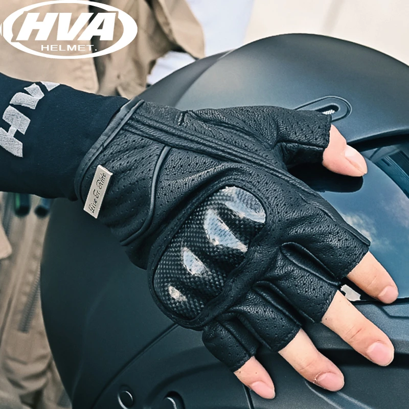 

HVA H-05Motorcycle riding gloves carbon fiber black breathable anti-fall half finger summer motorcycle gloves racing gloves