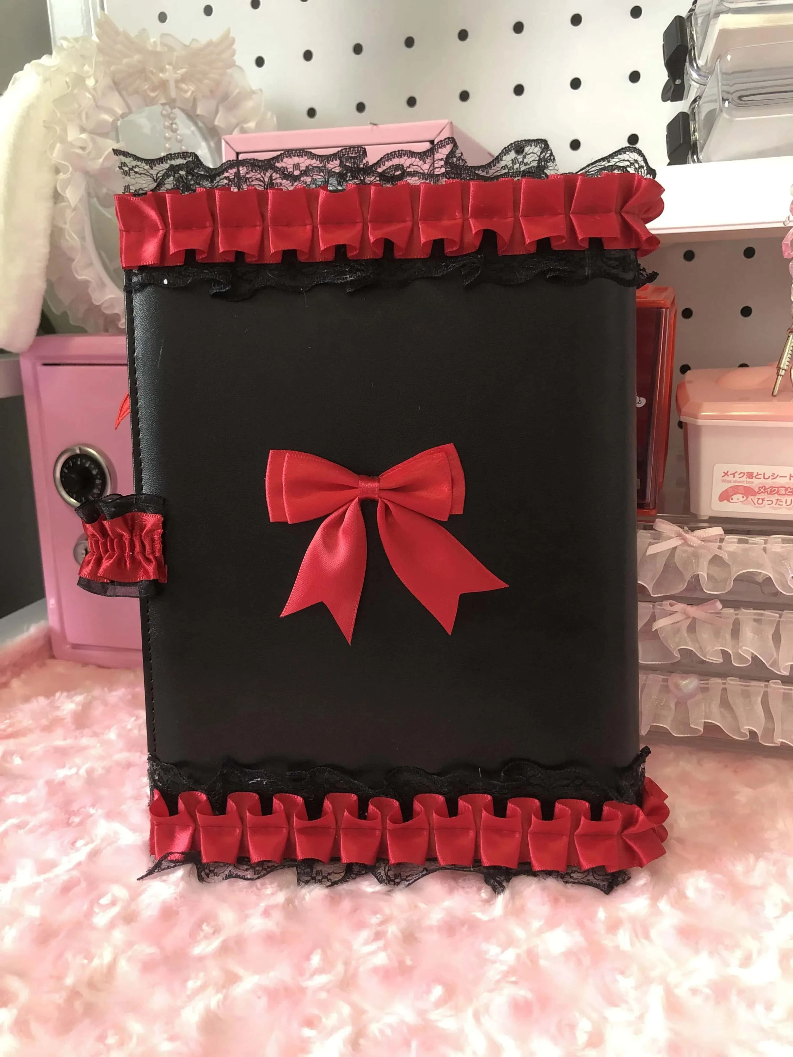 A5 Binder Photocard Holder Kpop Collect Book 6 Ring Lace Top Loader Photo Album Deco Pc Handmade Black Poca Kpop Stuff Storage