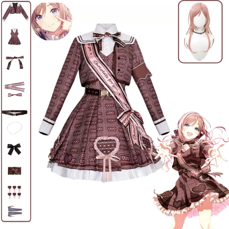 

Himesaki Rinami Cosplay THE IDOLM STER Gakuen Costume Vsinger Valentine Live Pink Lolita Wig All Accessories Set for Comic Con