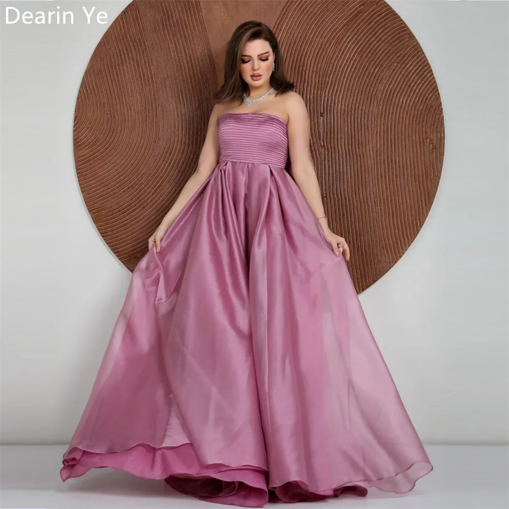 

Formal Dress Evening Dearin Strapless A-line Floor Length Bows Skirts Open Back Draped Tulle Sleeveless Bespoke Occasion Dresses