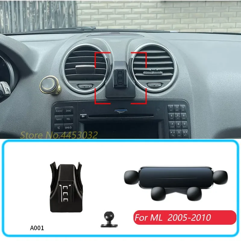 For Mercedes Benz W164 ML 350 500 2005-2010 Car Phone Holder With Base 1 Suit Horizontal Gravity GPS Bracket Stand Accessories