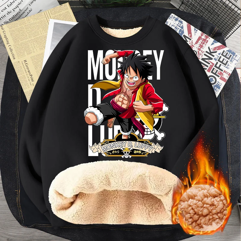 

One Piece Adult Round Neck Sweatshirt Man Anime Printed Long Sleeved Pullover Winter Warm Tops Fashion Hoodie Comfortable Clothe