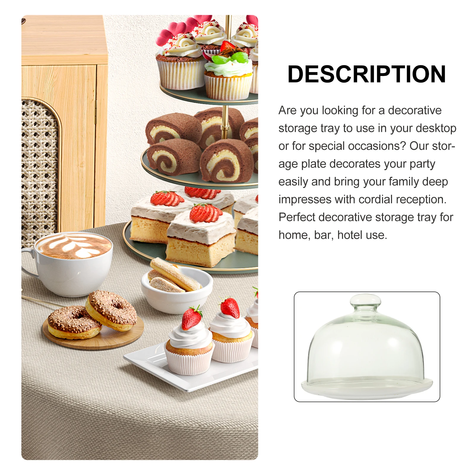 

Fruit Foretaste Plate Ceramic Glass Cake Plate Dome Cake Display Dessert Stand for Weddings Parties Pastry Serving Tray