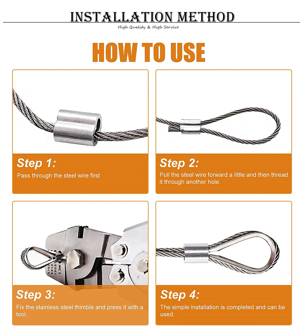 1-100 Stück Doppelloch-Kabel-Crimphülse M1 bis M12 Aderendhülsen 8-förmiger Aluminium-Kabelstopper Crimpseil Hardware-Zubehör – Detail 6