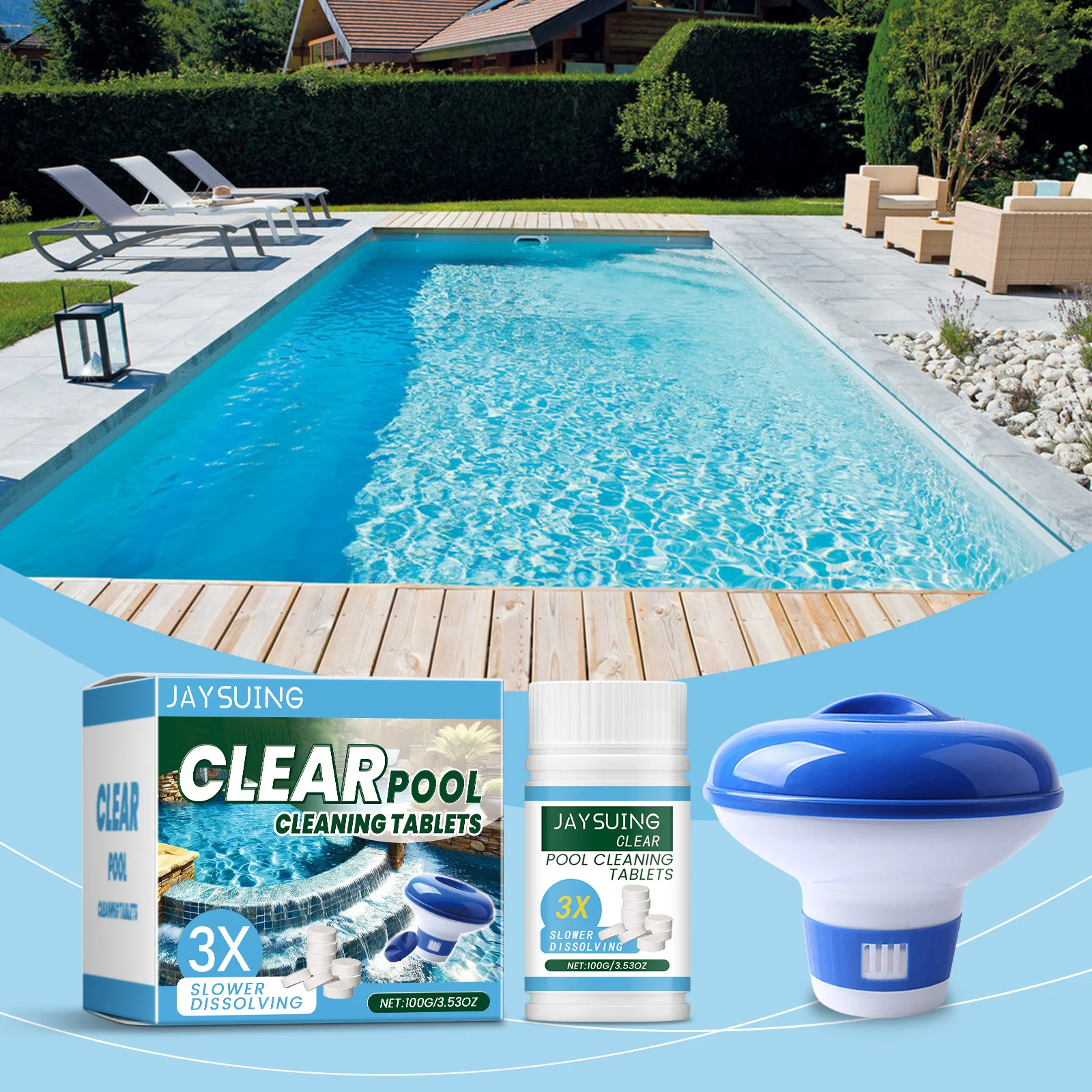 Tabletas Efervescentes para Piscinas, Tabletas de Cloro de Disolución Rápida para Limpieza de Piscinas, Tabletas de Cloro para Piscinas, Tabletas para Tratamiento de Agua de Piscina