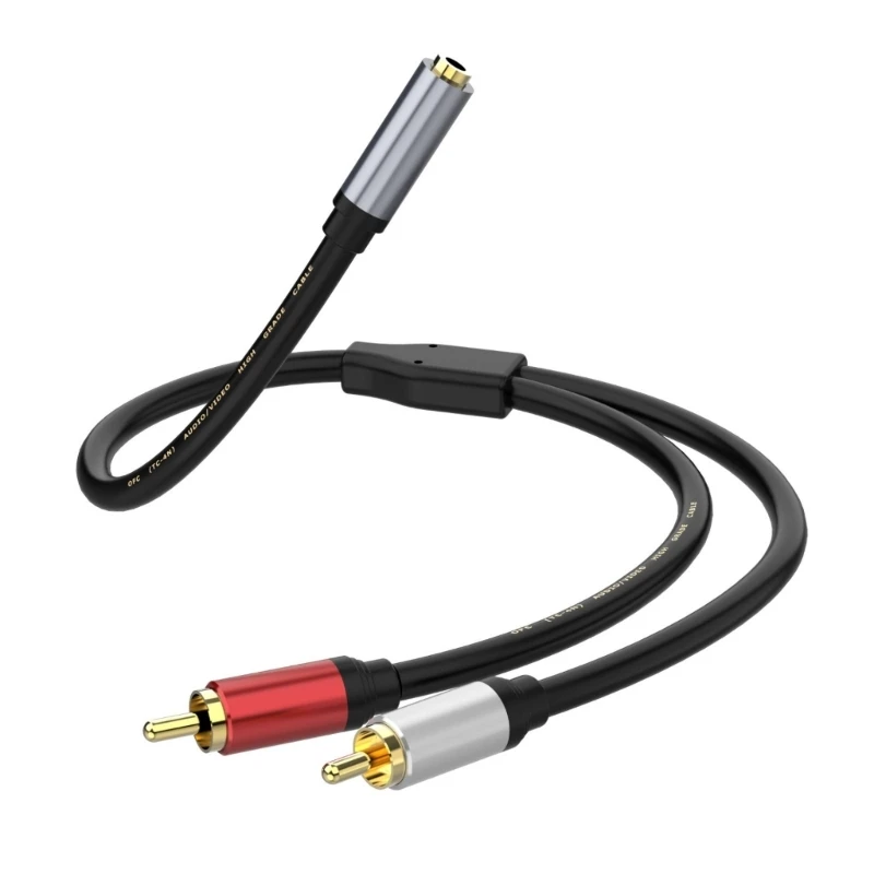 3.5mm Female To 2 RCA Male Stereo Audio Y Cable, Gold Plated Adapter Compatible For TV,Smartphones,Tablets,Speakers,Home Theater