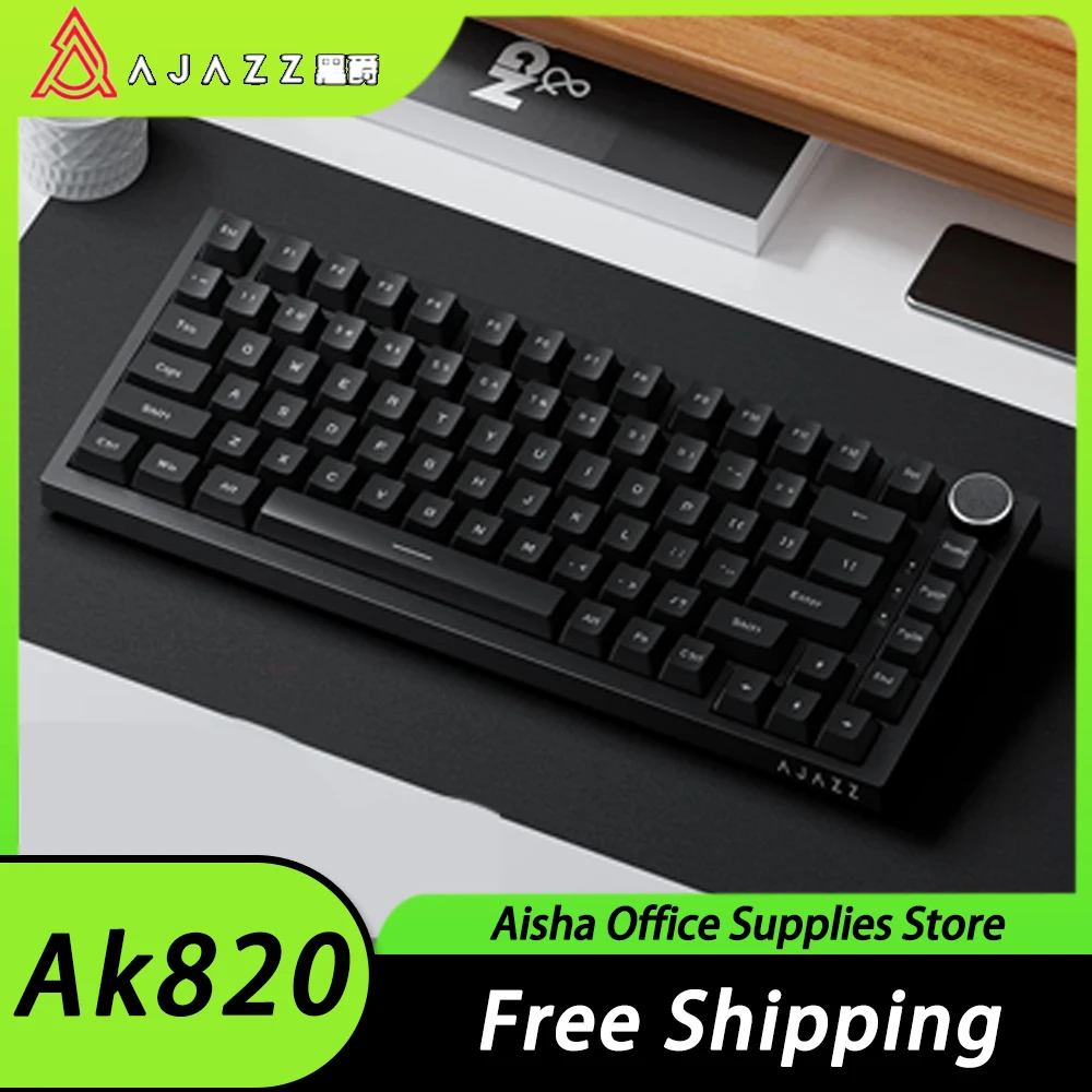 

AJAZZ AK820 Mechanical Keyboard Multifunctional Knob Wired Gaming Keyboard Hot Swap Gasket Ergonomics PC Gamer Accessory Office