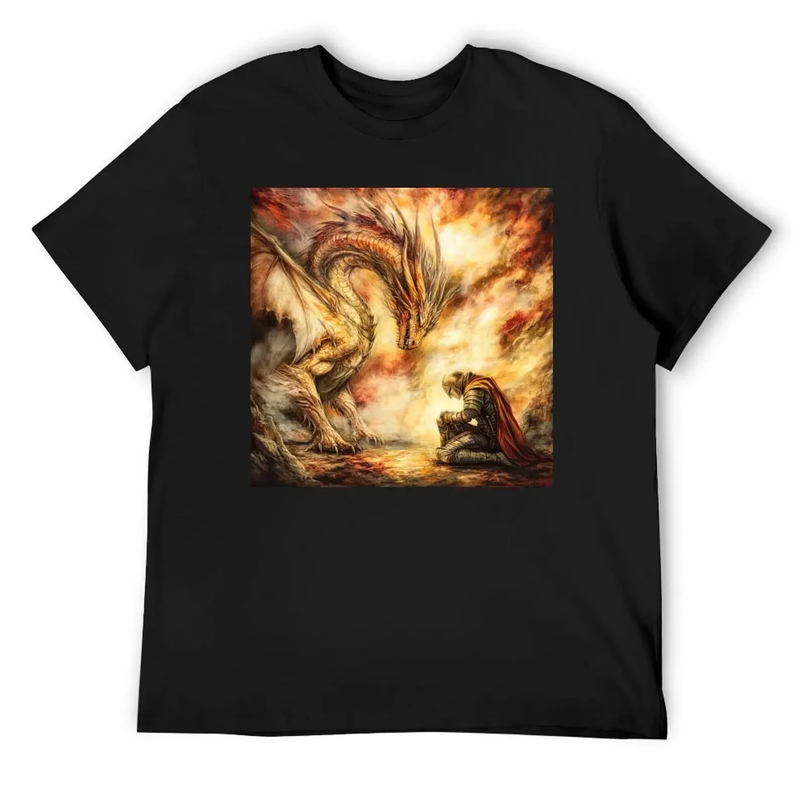 

Dragon and Knight - Devotion T-Shirt shirts graphic Blouse anime men clothings