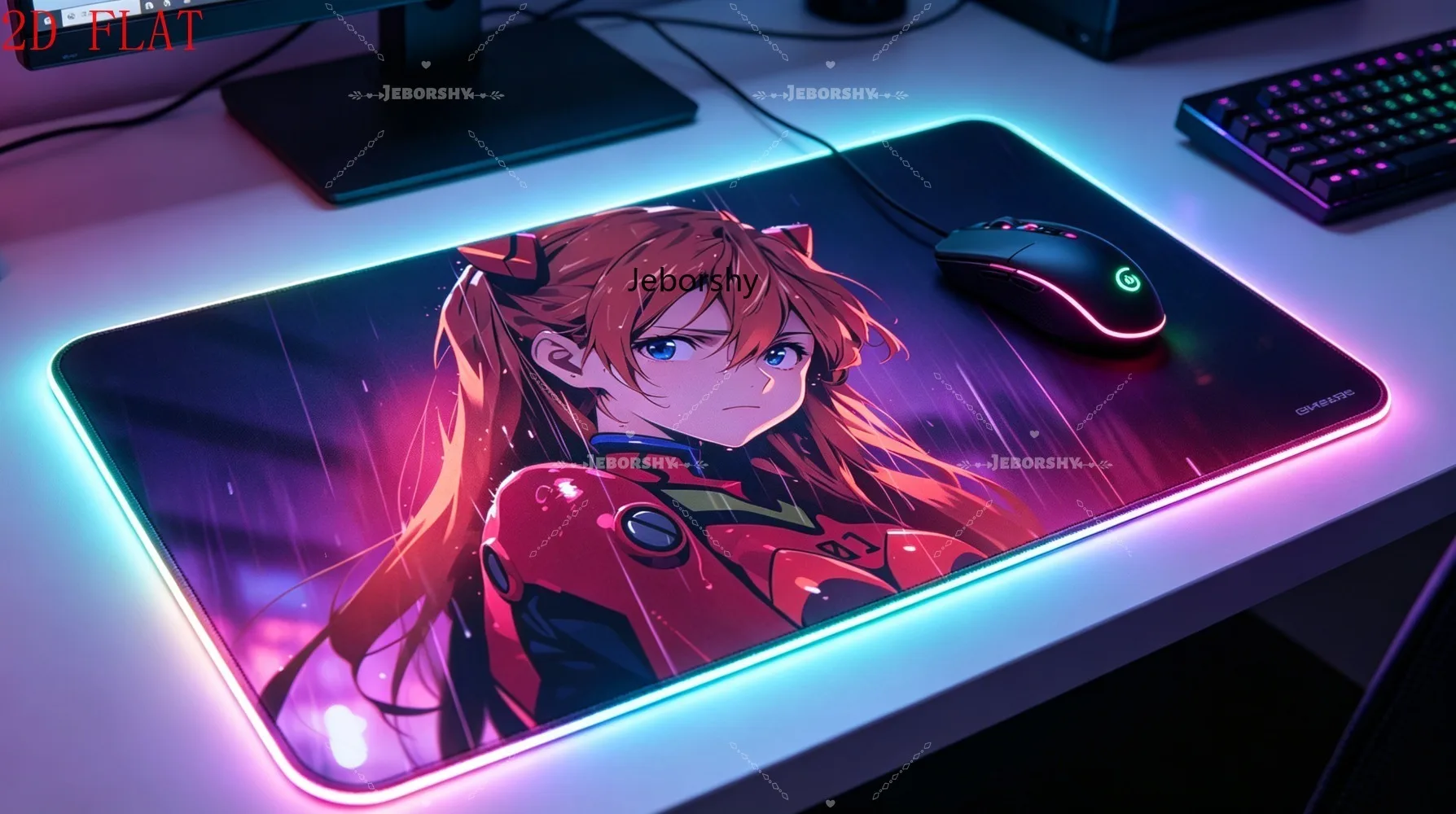 RGB LED Gaming Mouse Pad, Large Luminous Desk Mat with HD Cute Girl Print, Non-slip, Perfect Gift for Gamers
