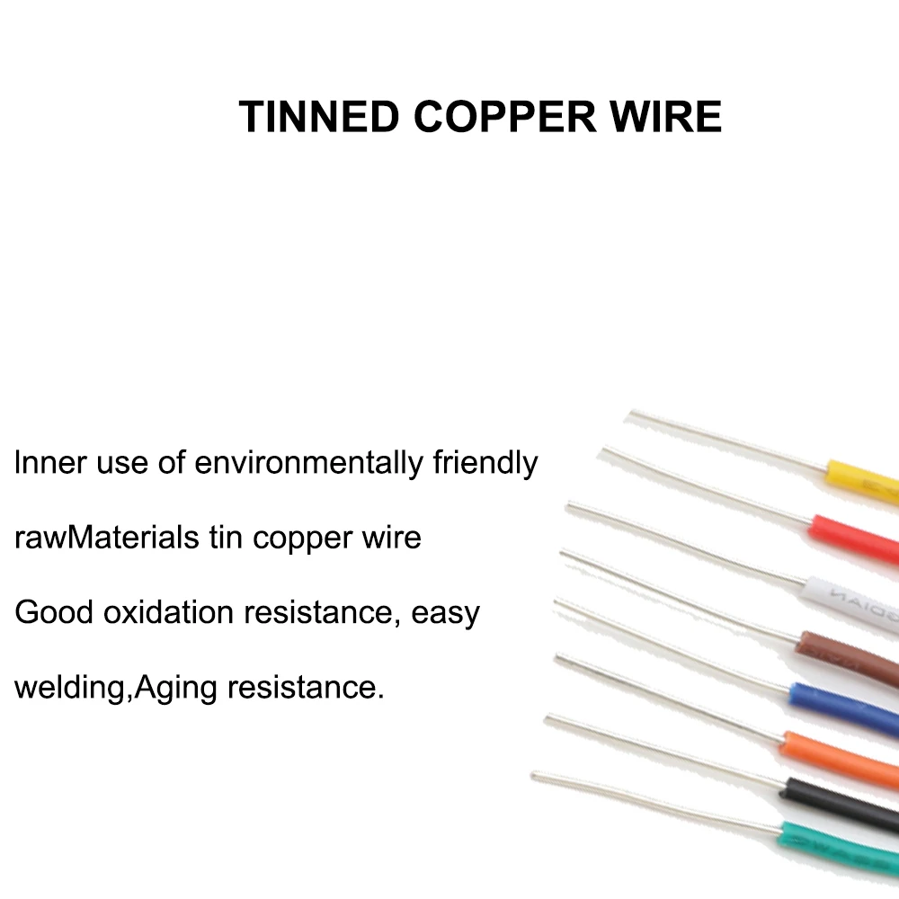 1 meter AWG 14 16 18 20 22 24 26 28 PVC Insulation Power Cord UL1007 UL1015 Tin Plated Pure Copper Electrical Connection Wire