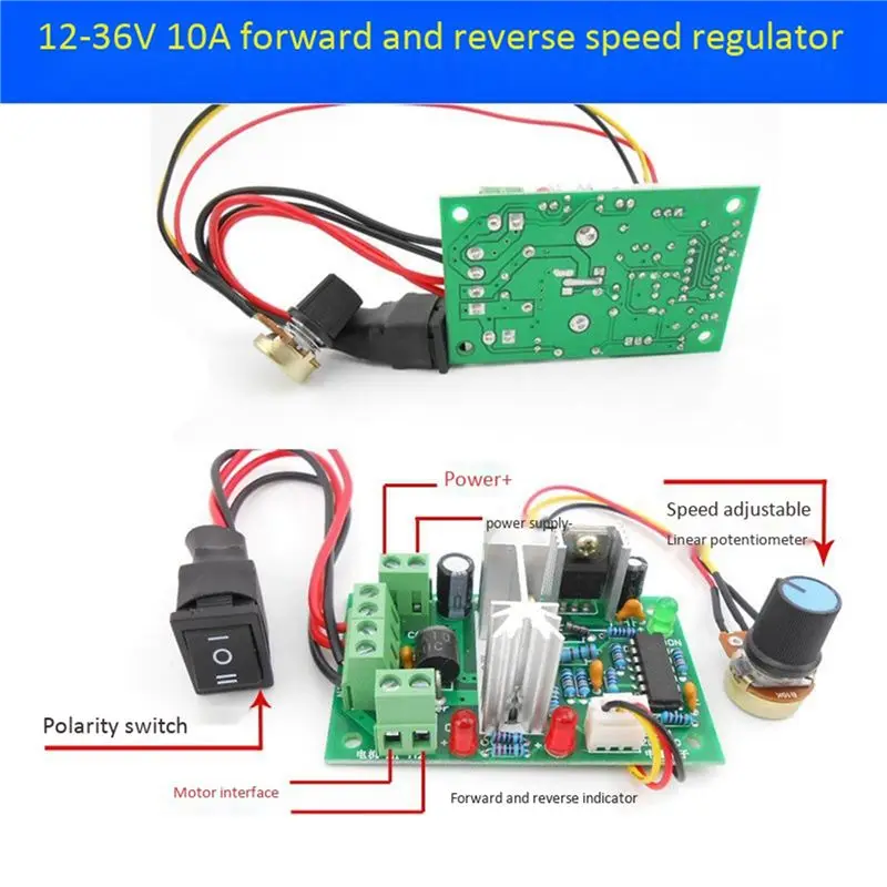B29C-2X PWM DC Motor Speed Controller Switch DC 20A Current Regulator 10-60V PWM DC Controller 150W 12V 24V 36V 48V