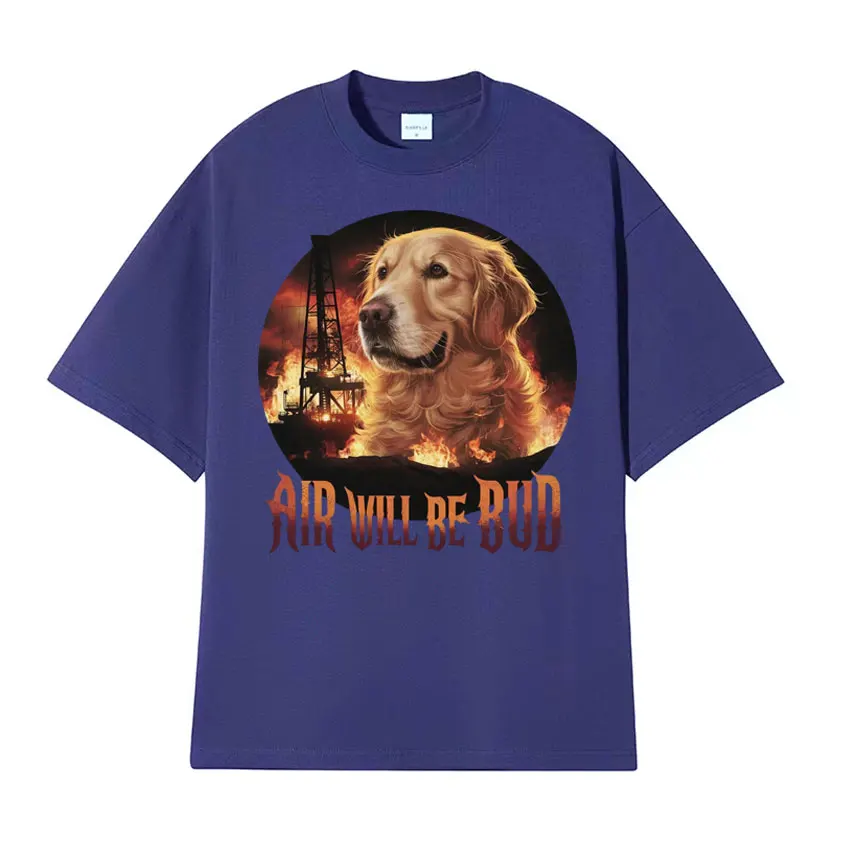 Air Will Be Bud Meme T Shirt Funny Dog Golden Retriever Graphic T Shirts Men Women's Fashion Vintage Cotton Short Sleeve T-shirt