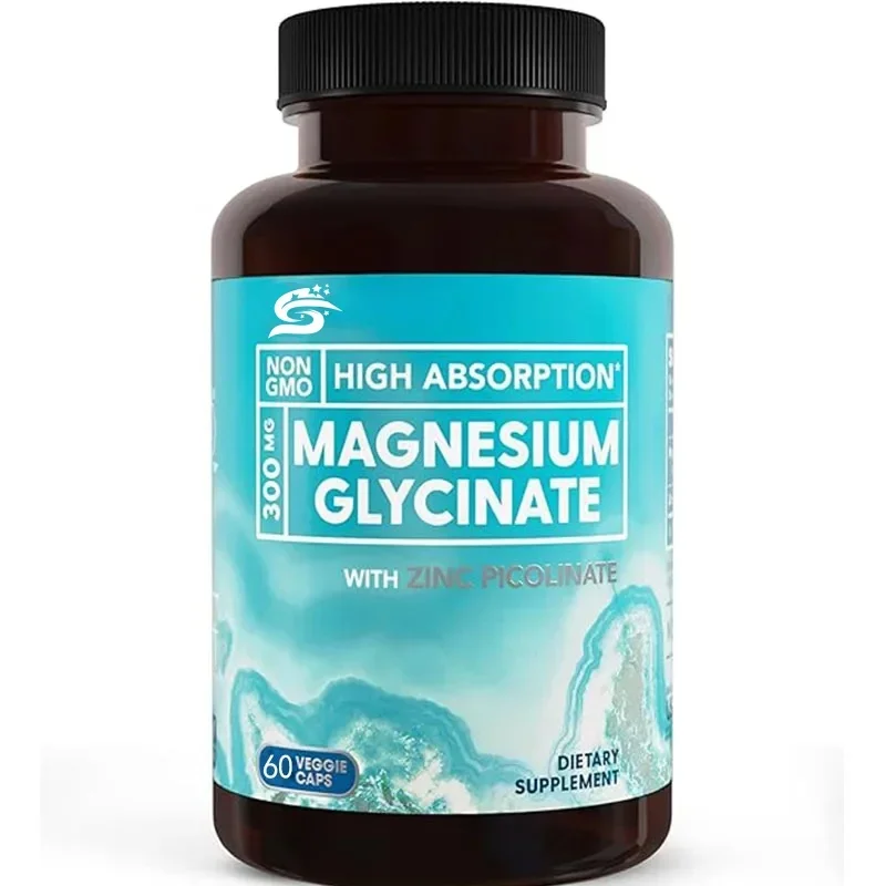 

300mg Chelated Magnesium Supplement -Magnesium Glycinate With Zinc - High Absorption Vegetarian Non Gmo Two In One Complex