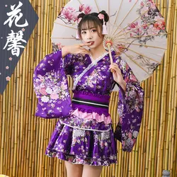 New Women Japanese Kimono Yukata Robes Girls Kawaii Floral Printed Haori Suit Ladies Halloween Party Lolita Maid Cosplay Costume