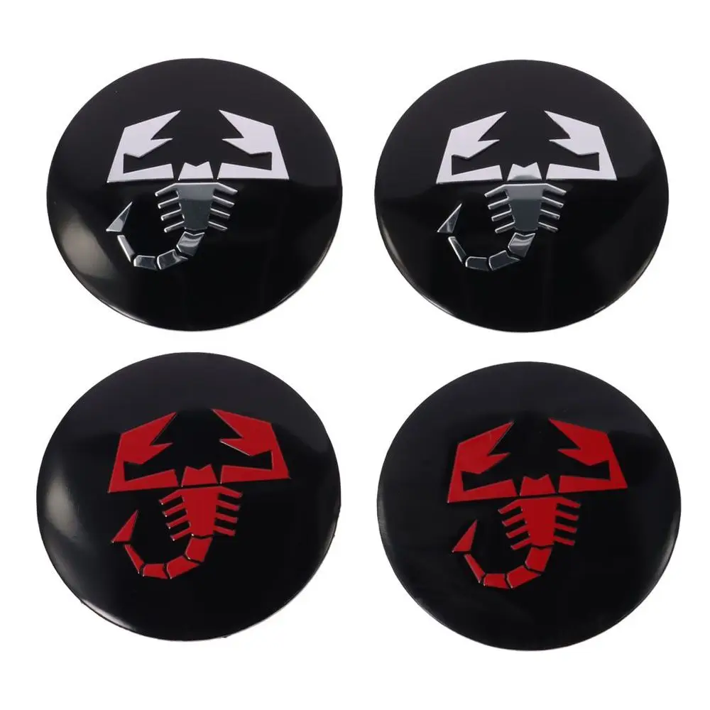 4pcs Round Scorpion Car Emblems Aluminum 2.2inch Car Decal Badge Stickers Black,Red Auto Wheel Caps Cover Car Emblem