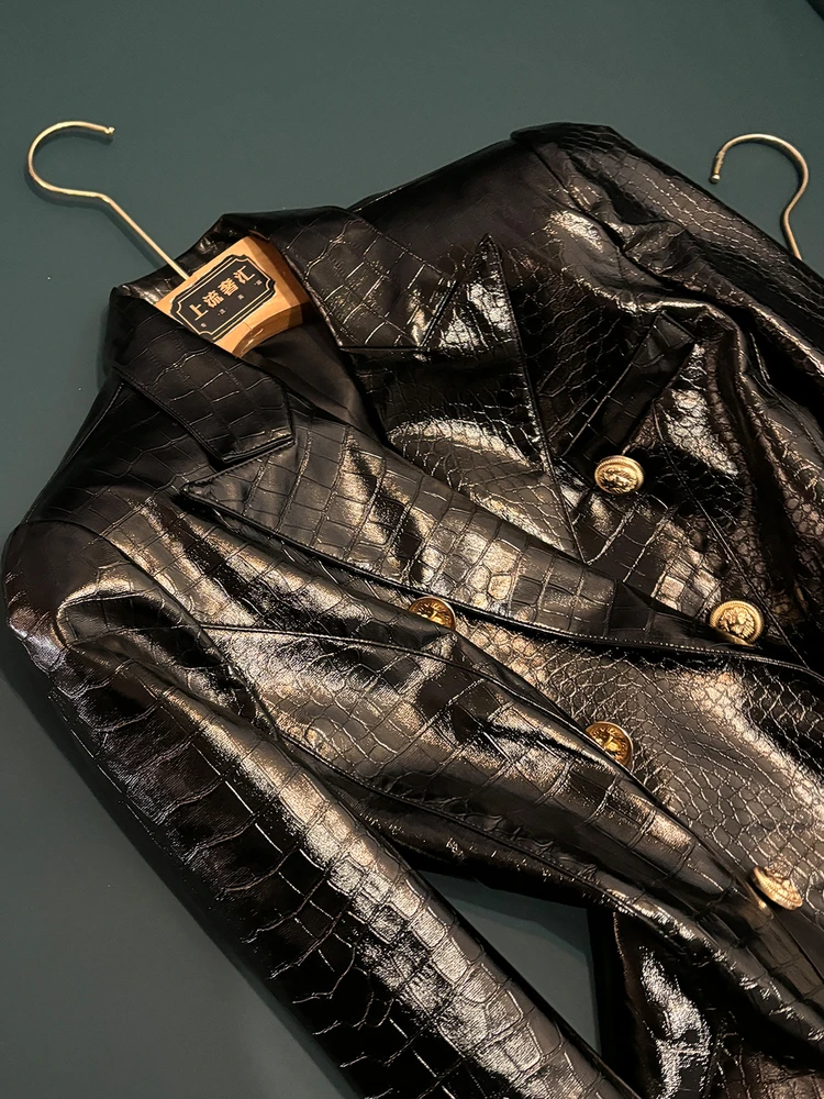 Nouveau Bla PU cuir inje Surface oulder rembourré gilet ajusté transfrontalier Jaet haut à la mode B267 trajet Sle bout à bout...