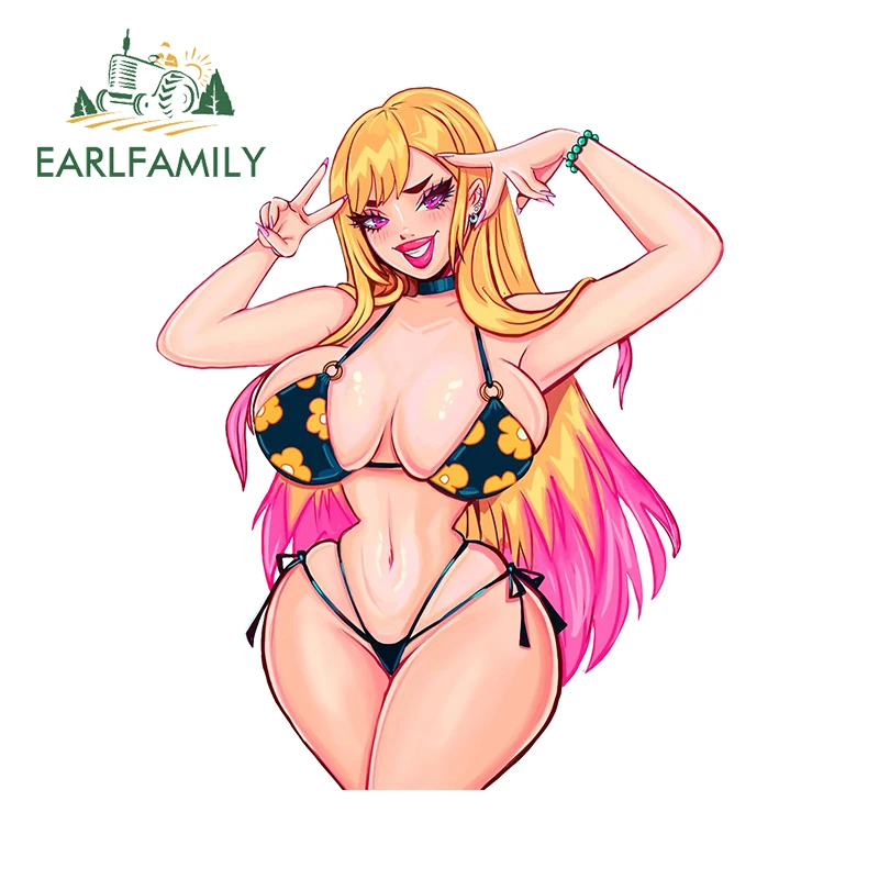 EARLFAMILY For Marin Big Chest Orgasm Face Anime Car Stickers Attractive Windshield DIY Decal Gold Hair Exterior Accessories